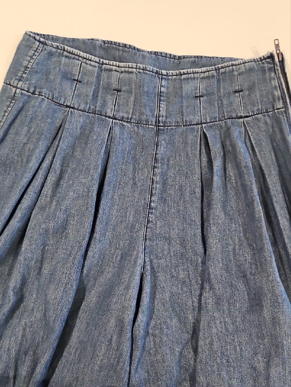 Free People Wide-Leg Soft Chambray Jeans - Dark Blue 0103 - Picture 10 of 16
